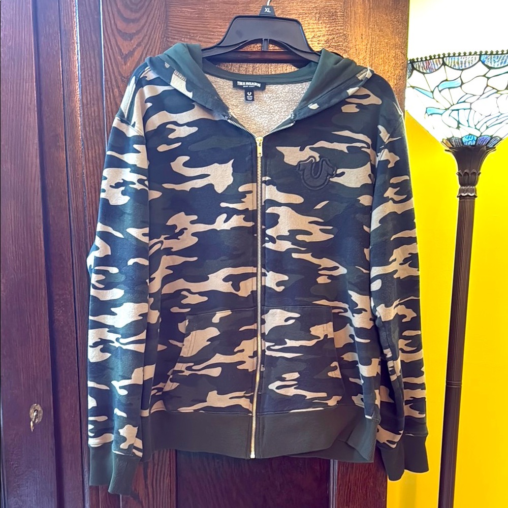 True Religion Green Camouflage Core Zip-Up Hoodie